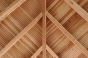 T&G wood panels on a ceiling