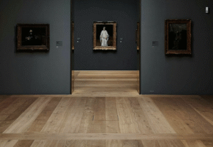 Commercial engineered hardwood flooring in a museum setting